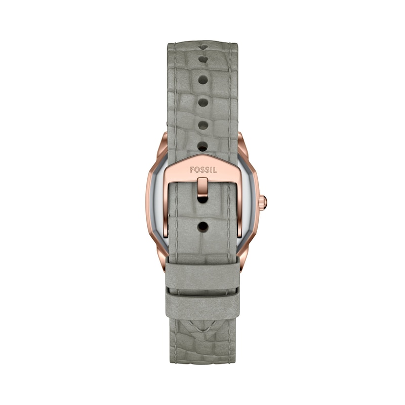 Main Image 4 of Ladies’ Fossil Harlow Octagonal Watch with Cream Dial and Grey Leather Strap (Model: ES5435)