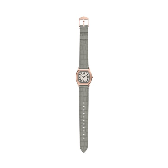 Ladies’ Fossil Harlow Octagonal Watch with Cream Dial and Grey Leather Strap (Model: Es5435)