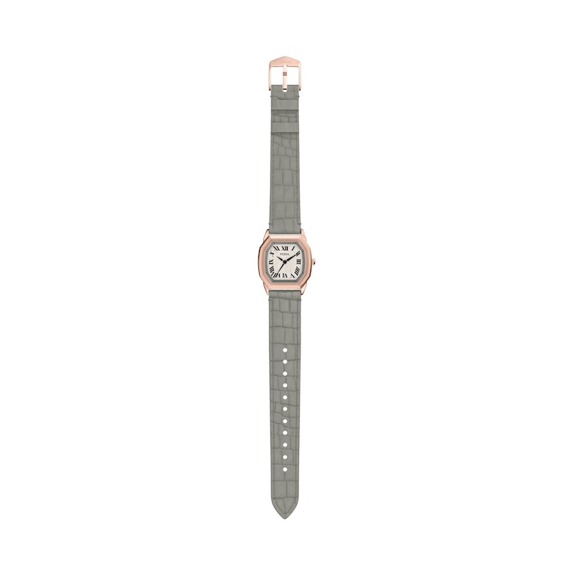 Main Image 5 of Ladies’ Fossil Harlow Octagonal Watch with Cream Dial and Grey Leather Strap (Model: ES5435)
