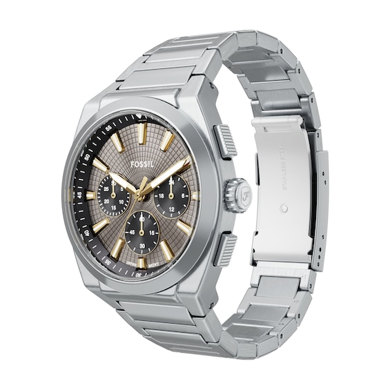 Men's Fossil Everett Chronograph Watch with Grey Dial (Model: Fs6128)