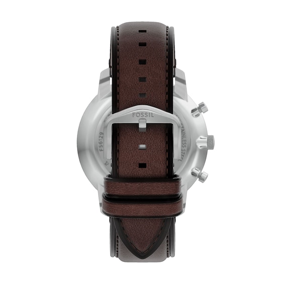 Men's Fossil Neutra White Stainless Steel Brown Leather Strap Chronograph Watch with Grey Dial (Model: Fs6129)