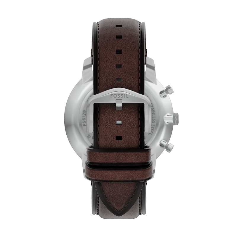 Main Image 5 of Men's Fossil Neutra White Stainless Steel Brown Leather Strap Chronograph Watch with Grey Dial (Model: FS6129)