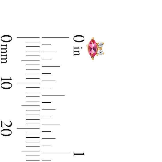 Marquise-Cut Pink Tourmaline and Lab-Grown Diamond-Accent Stud Earrings in 10K Gold (F/Vs2)