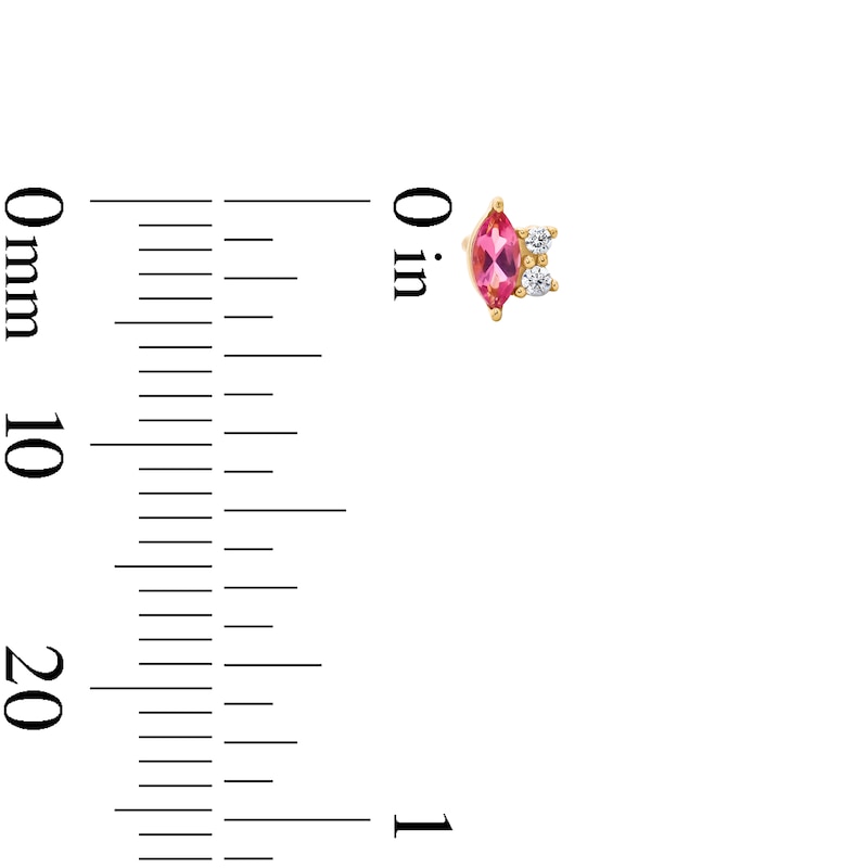 Main Image 3 of Marquise-Cut Pink Tourmaline and Lab-Grown Diamond-Accent Stud Earrings in 10K Gold (F/VS2)