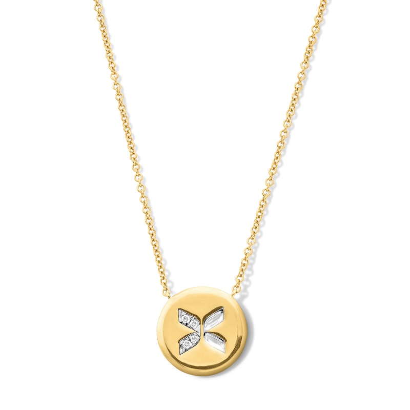 Main Image 1 of 1/15 CT. T.W. Certified Lab-Grown Diamond Disc Necklace in Sterling Silver with 14K Gold Plate (F/VS2)