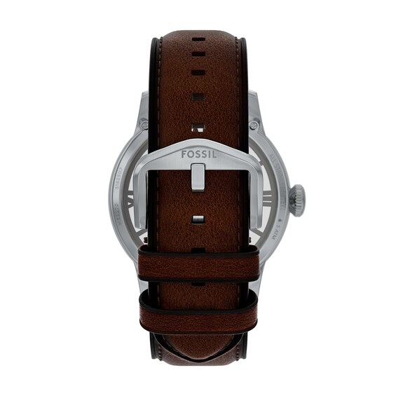 Men's Fossil Townsman Automatic Chronograph with Silver-Tone Dial and Brown Leather Strap Watch (Model: Me3270)