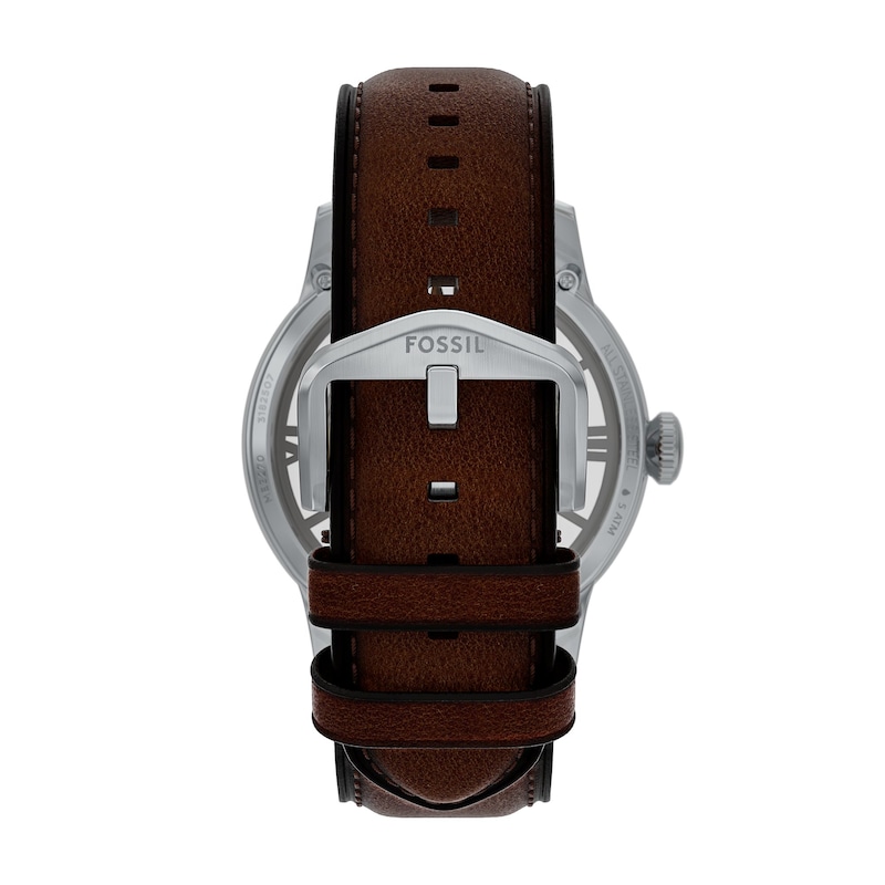 Main Image 4 of Men's Fossil Townsman Automatic Chronograph  with Silver-Tone Dial and Brown Leather Strap Watch (Model: ME3270)