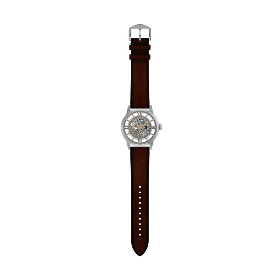 Men's Fossil Townsman Automatic Chronograph with Silver-Tone Dial and Brown Leather Strap Watch (Model: Me3270)