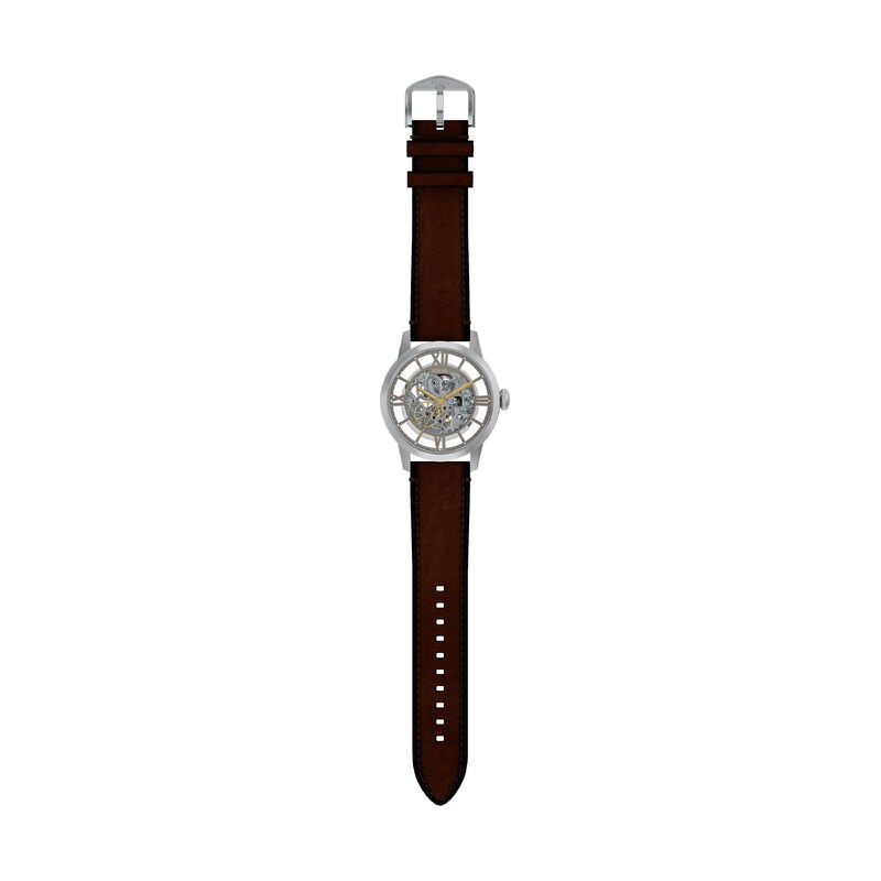 Main Image 5 of Men's Fossil Townsman Automatic Chronograph  with Silver-Tone Dial and Brown Leather Strap Watch (Model: ME3270)