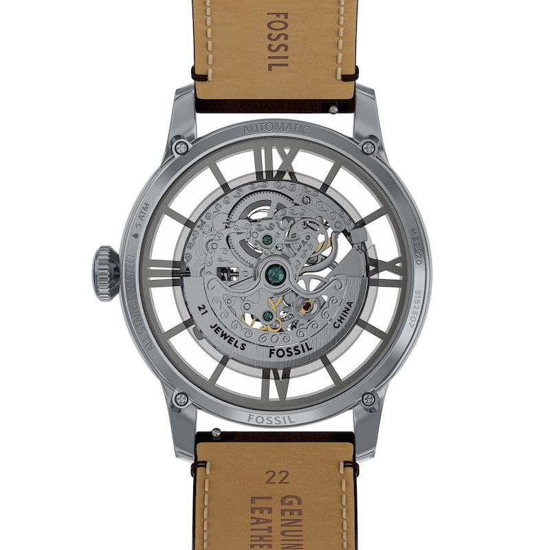 Main Image 6 of Men's Fossil Townsman Automatic Chronograph  with Silver-Tone Dial and Brown Leather Strap Watch (Model: ME3270)