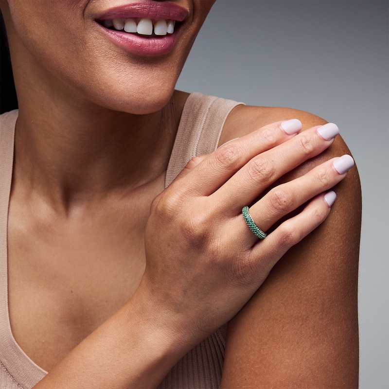Main Image 2 of Lab-Created Emerald Wraparound Ring in 10K Gold