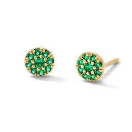 Lab-Created Emerald Stud Earrings in 10K Gold