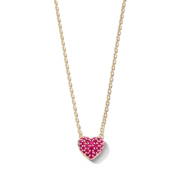 Lab-Created Ruby Heart Necklace in 10K Gold