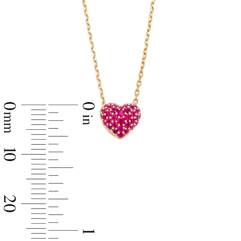 Main Image 3 of Lab-Created Ruby Heart Necklace in 10K Gold