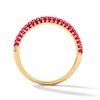 Thumbnail Image 3 of Lab-Created Ruby Three-Row Ring in 10K Gold