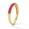 Thumbnail Image 5 of Lab-Created Ruby Three-Row Ring in 10K Gold