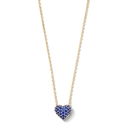 Blue Lab-Created Sapphire Heart Necklace in 10K Gold