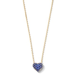 Blue Lab-Created Sapphire Heart Necklace in 10K Gold
