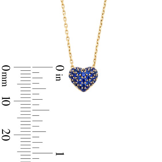 Blue Lab-Created Sapphire Heart Necklace in 10K Gold
