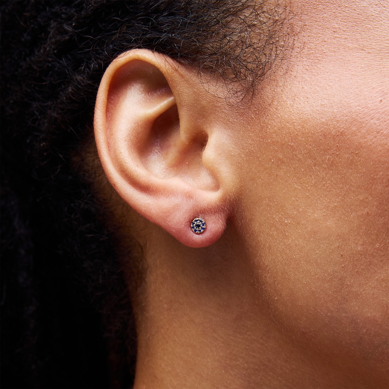 Main Image 2 of Blue Lab-Created Sapphire Stud Earrings in 10K Gold