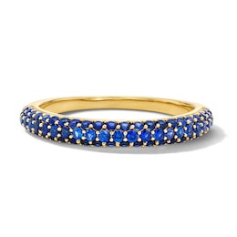 Blue Lab-Created Sapphire Three-Row Ring in 10K Gold