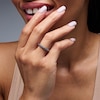 Thumbnail Image 2 of Blue Lab-Created Sapphire Three-Row Ring in 10K Gold