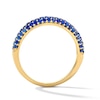 Thumbnail Image 3 of Blue Lab-Created Sapphire Three-Row Ring in 10K Gold