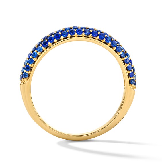 Blue Lab-Created Sapphire Three-Row Ring in 10K Gold