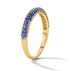 Thumbnail Image 5 of Blue Lab-Created Sapphire Three-Row Ring in 10K Gold