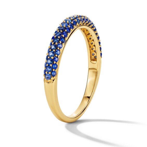 Blue Lab-Created Sapphire Three-Row Ring in 10K Gold
