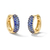 Thumbnail Image 1 of Blue Lab-Created Sapphire Hoop Earrings in 10K Gold