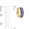 Thumbnail Image 3 of Blue Lab-Created Sapphire Hoop Earrings in 10K Gold