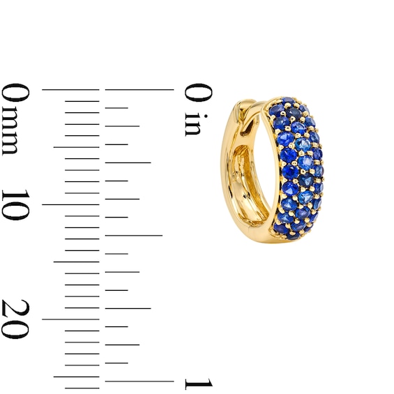 Blue Lab-Created Sapphire Hoop Earrings in 10K Gold