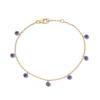 Thumbnail Image 1 of Blue Lab-Created Sapphire Station Dangle Bracelet in 10K Gold