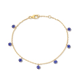 Blue Lab-Created Sapphire Station Dangle Bracelet in 10K Gold