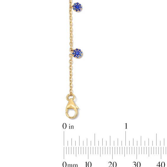 Blue Lab-Created Sapphire Station Dangle Bracelet in 10K Gold