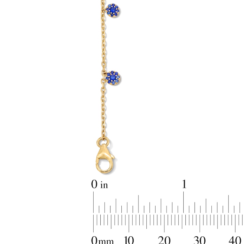 Main Image 2 of Blue Lab-Created Sapphire Station Dangle Bracelet in 10K Gold