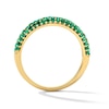Thumbnail Image 3 of Lab-Created Emerald Three-Row Ring in 10K Yellow Gold