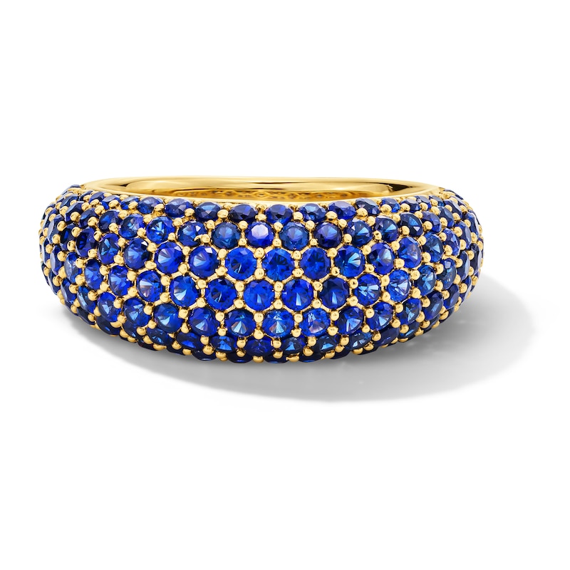 Main Image 1 of Blue Lab-Created Sapphire Multi-Stone Ring in 10K Gold