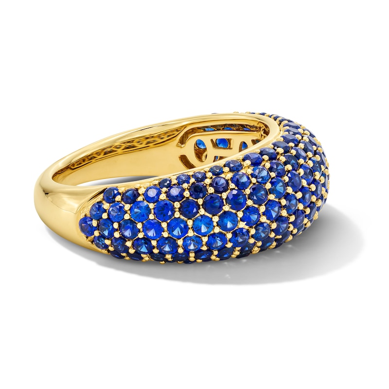 Main Image 4 of Blue Lab-Created Sapphire Multi-Stone Ring in 10K Gold