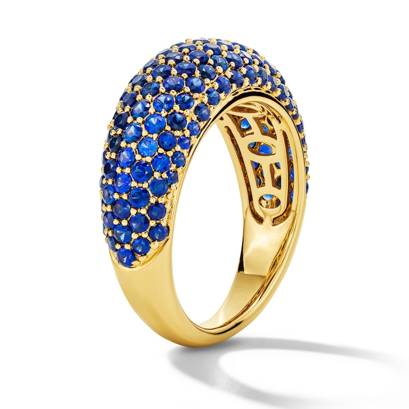 Main Image 5 of Blue Lab-Created Sapphire Multi-Stone Ring in 10K Gold