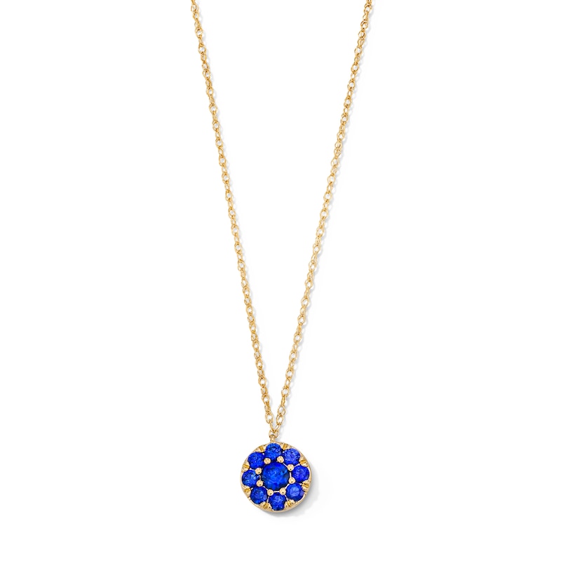 Main Image 1 of Blue Lab-Created Sapphire Necklace in 10K Gold