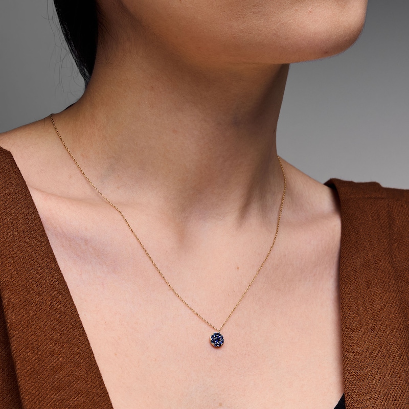 Main Image 2 of Blue Lab-Created Sapphire Necklace in 10K Gold
