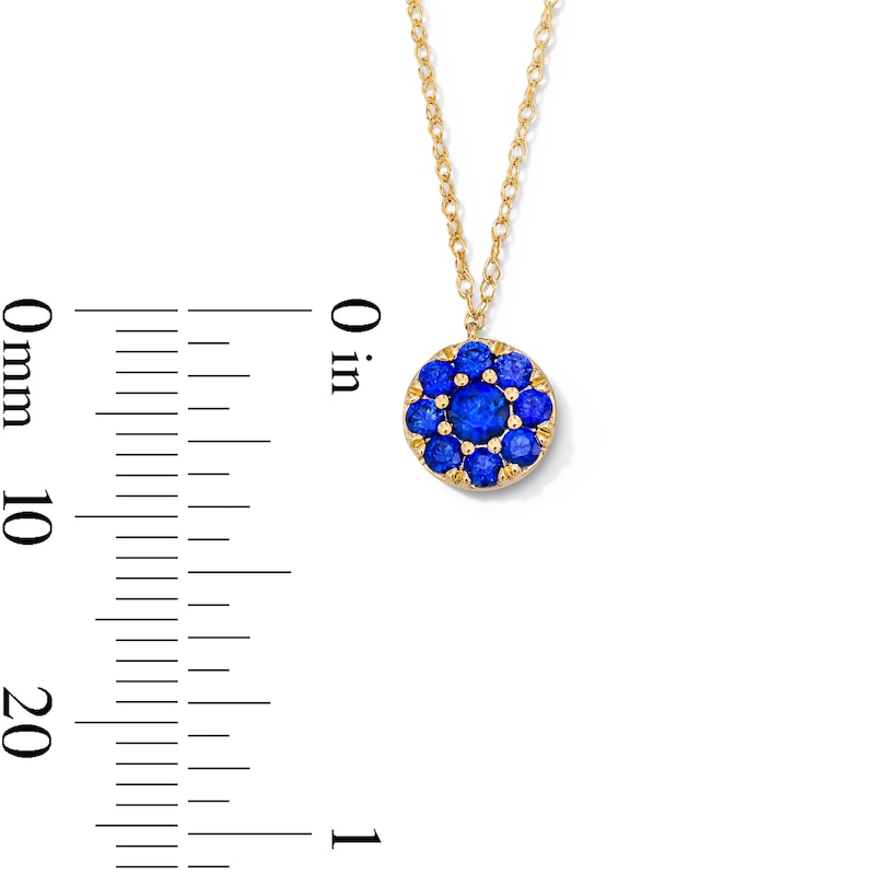 Main Image 3 of Blue Lab-Created Sapphire Necklace in 10K Gold