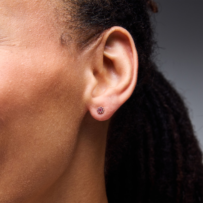 Main Image 2 of Lab-Created Ruby Stud Earrings in 10K Gold
