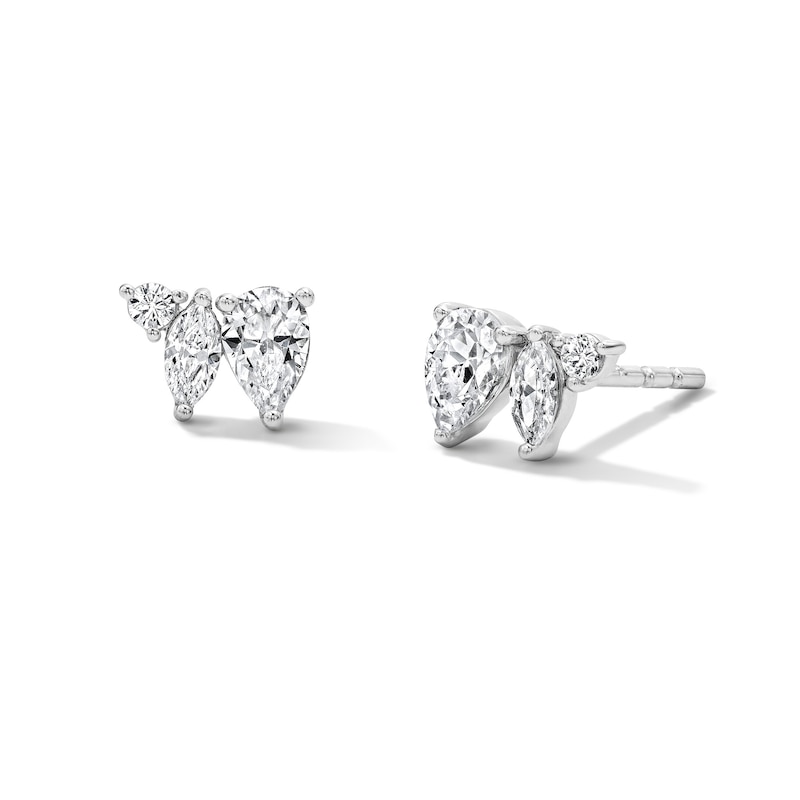 Main Image 1 of 5/8 CT. T.W. Multi-Shape Lab-Grown Diamond Stud Earrings in 10K White Gold (F/VS2)