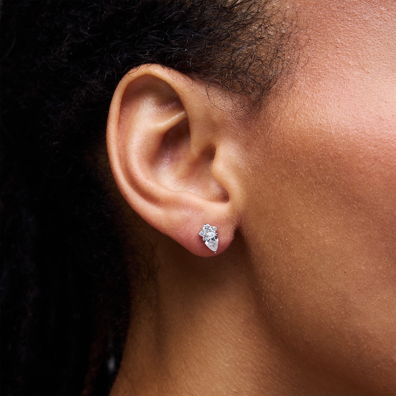 Main Image 2 of 1 CT. T.W. Pear-Shaped Lab-Grown Diamond Stud Earrings in 10K White Gold (F/VS2)