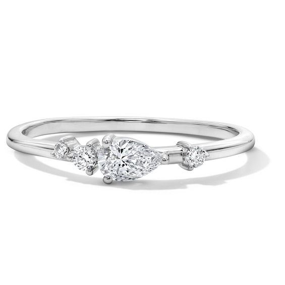 1/4 CT .T.w. Pear-Shaped Certified Lab-Grown Diamond Ring in 10K White Gold (F/Vs2)