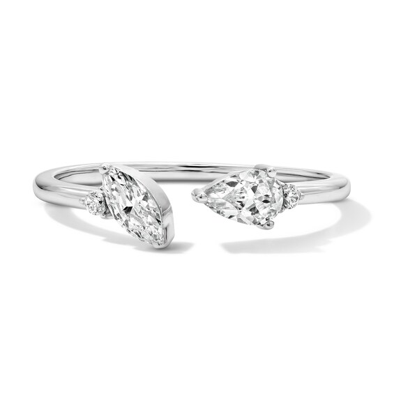 1/2 CT. T.w. Multi-Shape Certified Lab-Grown Diamond Open Ring in 10K White Gold (F/Vs2)