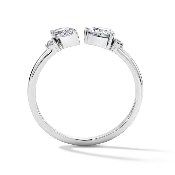 1/2 CT. T.w. Multi-Shape Certified Lab-Grown Diamond Open Ring in 10K White Gold (F/Vs2)